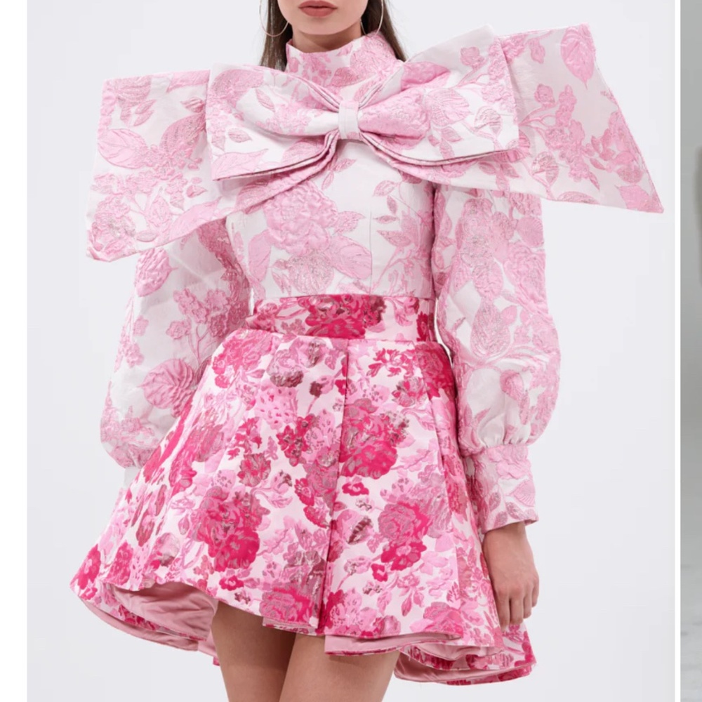 **PRICE IS FIRM** AKIRA Label Renaissance Two-Tone Brocade Mini Dress in Pink.